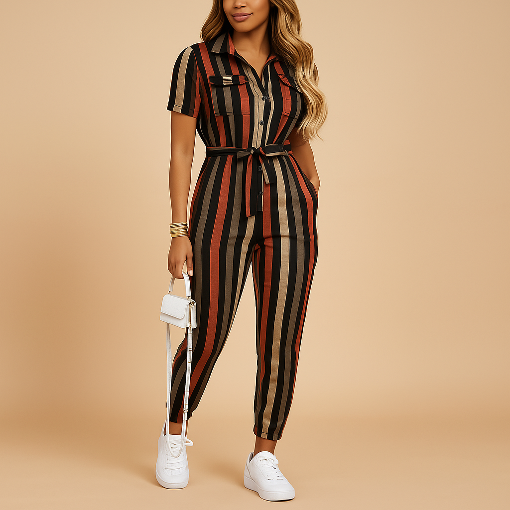 Tailored Jumpsuit for Women Slim Fit Button Closure Elegant Versatile Wear