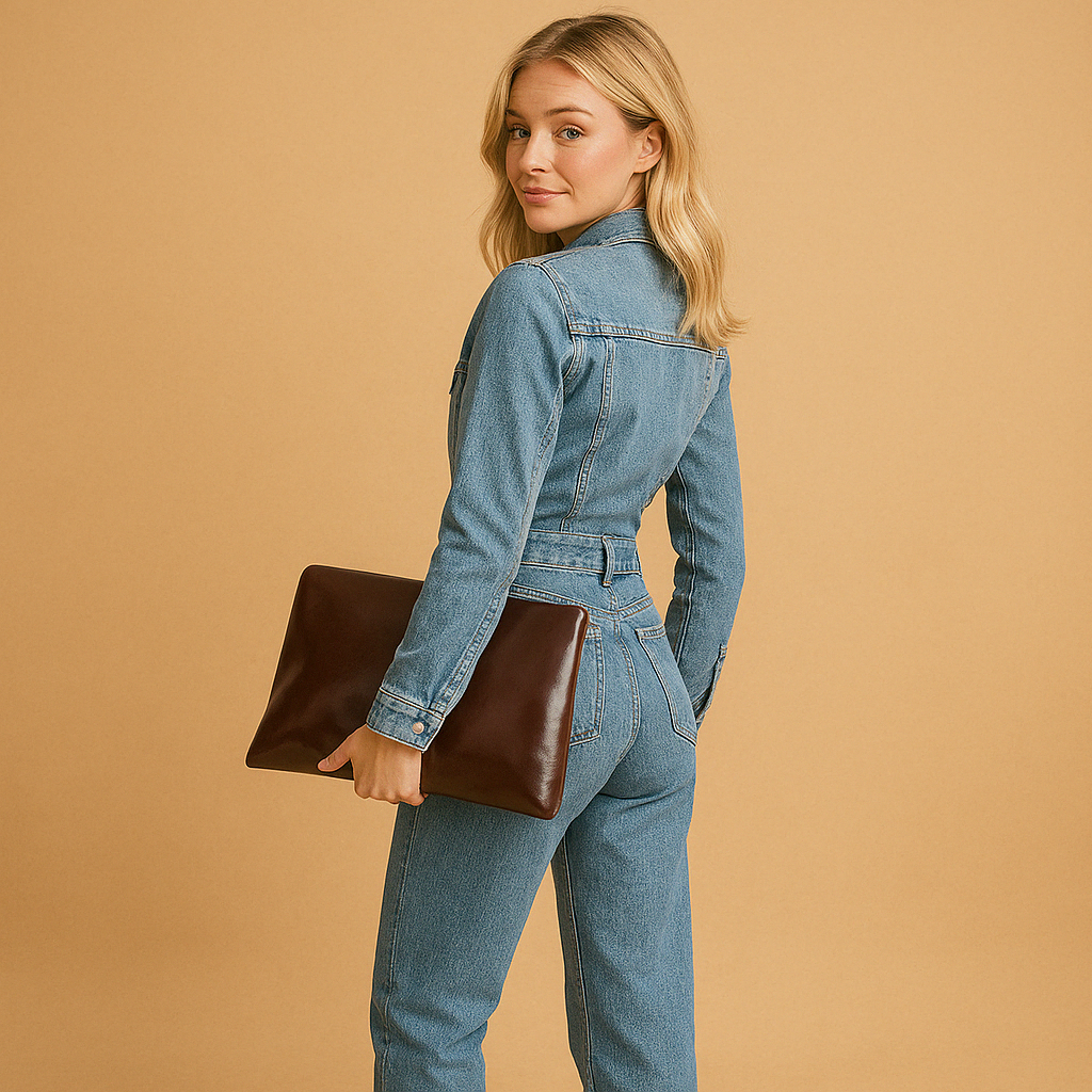 Denim Long Sleeve Jumpsuit for Women Straight Leg Comfortable Casual Wear