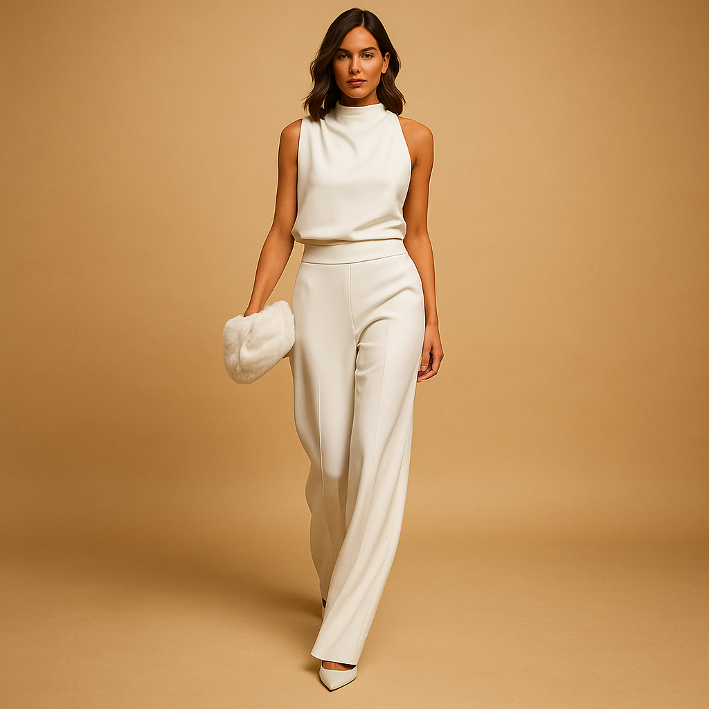 Sleeveless Halter Jumpsuit for Women High Waist Wide Leg Elegant Wear
