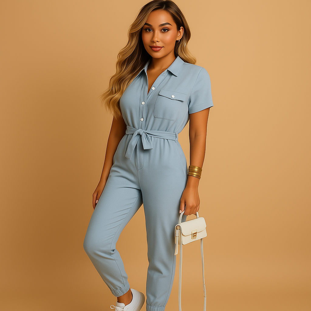 Tailored Jumpsuit for Women Slim Fit Button Closure Elegant Versatile Wear