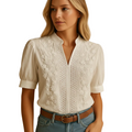 White Elegant Blouse for Women Button Down Tailored Fit Lightweight Wear