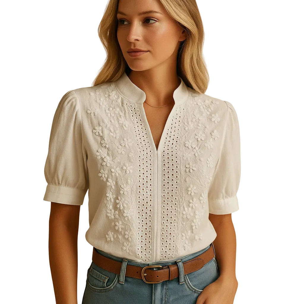 White Elegant Blouse for Women Button Down Tailored Fit Lightweight Wear