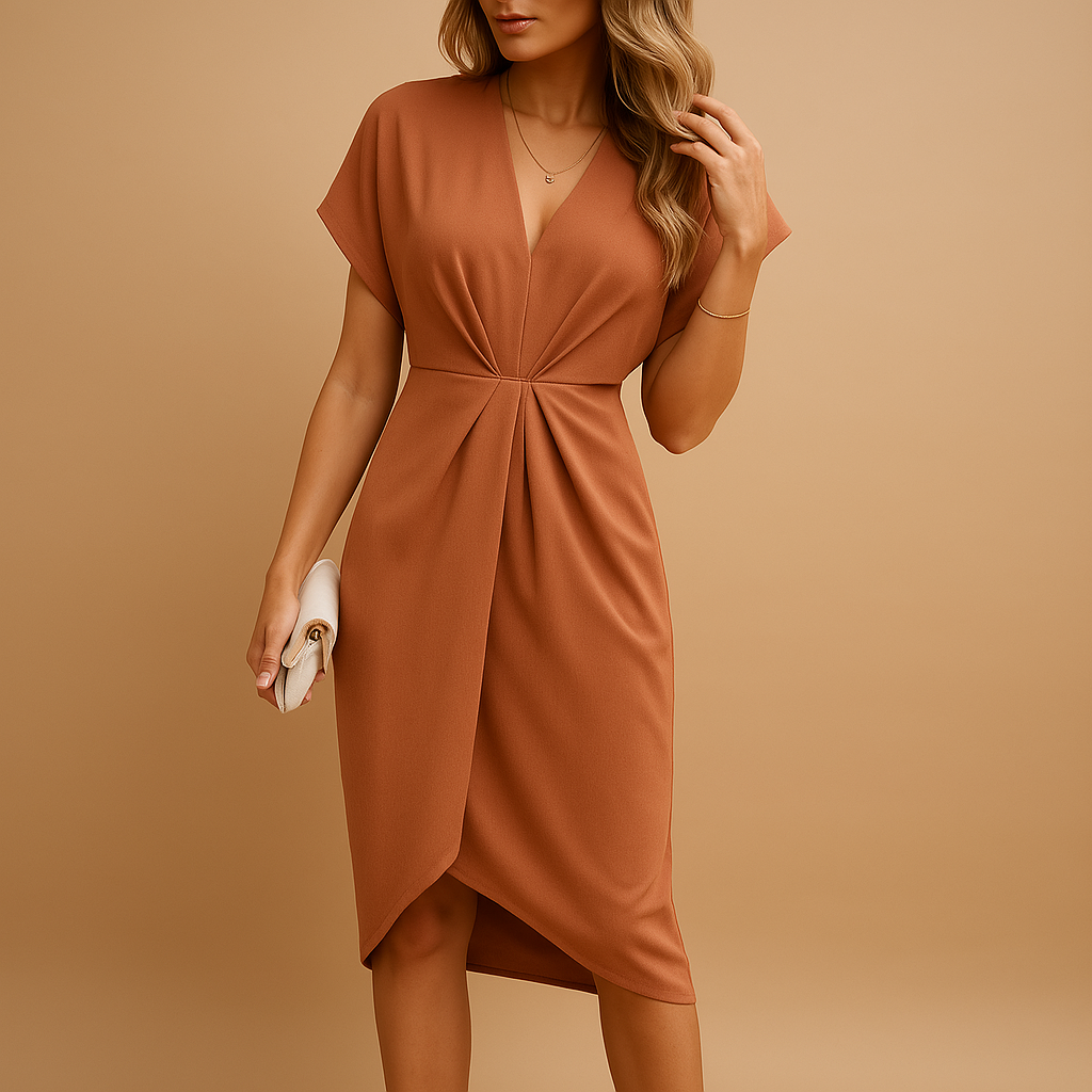 Wrap Midi Dress for Women Elegant Fit Lightweight Versatile Wear